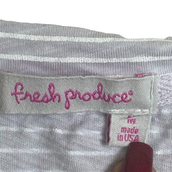 Fresh Produce 3/4 Sleeve Tunic Gray White‎ Striped Beach Women's size M - Picture 5 of 6